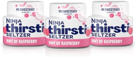 Ninja Thirsti Flavored Water Drops , SELTZER Raspberry, Crisp and Refreshing Sparkling Water, Zero Calories, Zero Sugar, Zero Sweeteners, Makes 20, 12oz drinks, 3 Pack, WCFRASPAM