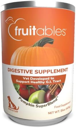 Fruitables Pumpkin Digestive Supplement | Made with Pumpkin for Dogs | Healthy Fiber Supplement for Pet Nutrition | 15 ounces