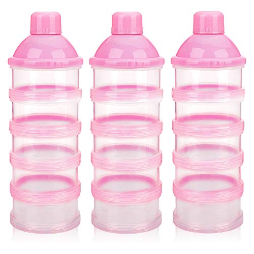 Accmor Formula Dispenser On The Go, 5 Compartments Stackable Formula Container for Travel, Baby Milk Powder Kids Snack Container, BPA Free