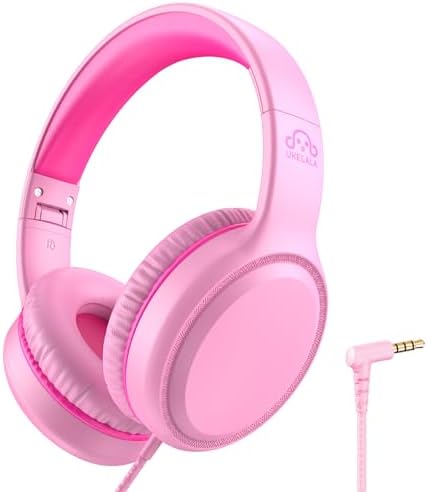 U2 Wired Headphones for Kids Girls for School | Lightweight Portable On Ear Youth Headphones for Airplane Travel | Compatible with Pad Computer Laptop Tablet for Adults Student Children Pink