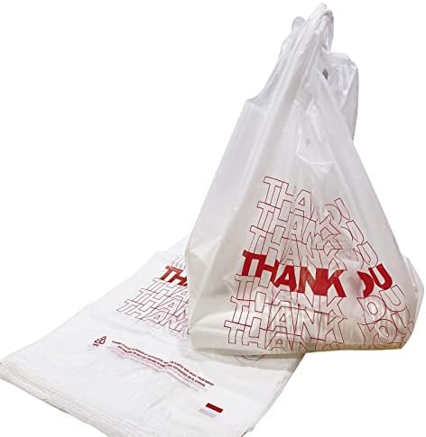 Thank You plastic bags with handles(500 count),shopping,grocery T-shirt bags for small business,11.5" X 6.25" X 21", 15mic, 0.6 Mil