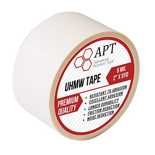 APT, UHMW (Ultra-high Molecular Weight) Polyethylene Tape, Resists Abrasion, Impact, for Surface Protection and Friction and Noise Reduction for Lining Sliding Surfaces. (2" x 5Yds, 5 Mil UHMW)