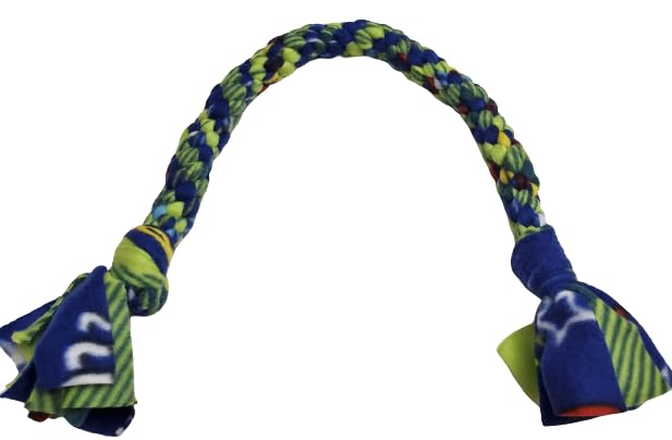 Dog Puppy Tug Pull Toy Rope Play Durable Interactive Entertaining Heavy Duty Fleece Round Square Braid by KNOTS SO FAST (Blue Green)