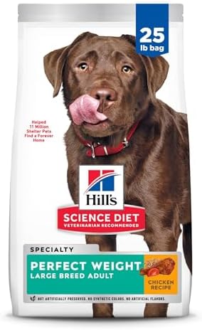 Hill's Science Diet Perfect Weight, Adult 1-5, Large Breed Weight Management Support, Dry Dog Food, Chicken Recipe, 25 lb Bag