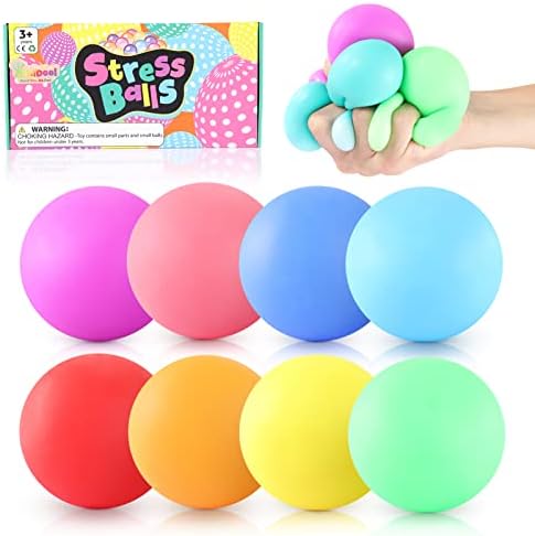 Slow Risng Stress Balls 8 Pack, Stretchy Fidget Toys for Anxiety Relief, Pull Stretch Squishy Toys for Kids Teens Adults, Fidgets for Classroom Prize, Sensory Hand Exercise Tool