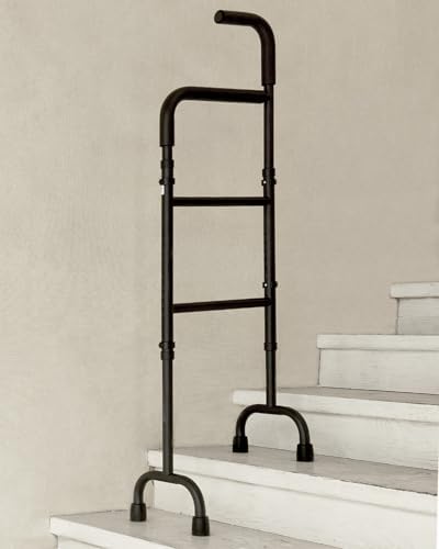 Stair Climbing Assist Cane & Elderly Stair Lift Assist - 13-Level Adjustable Height with Anti-Slip Handle & Stabilizing Feet, 300lbs Capacity for Seniors, Post-Surgery, Standard Steps