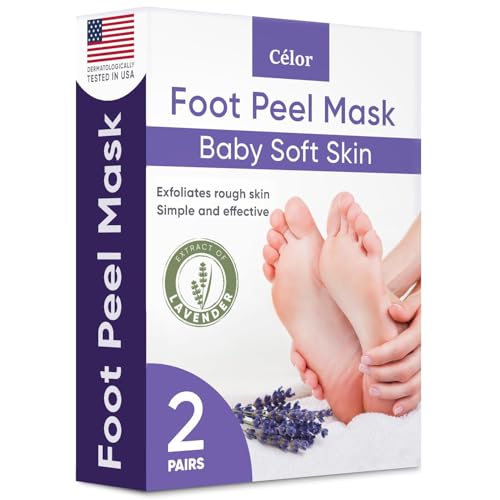 Foot Peeling Mask | Skin Care Pedicure Foot spa - Foot Mask & Foot Callus Remover with Aloe Vera Extract for Baby Soft Skin | Woman & Man | Remove Dead Skin, Cracked Feet & Callus | Lavender (2 Pairs)