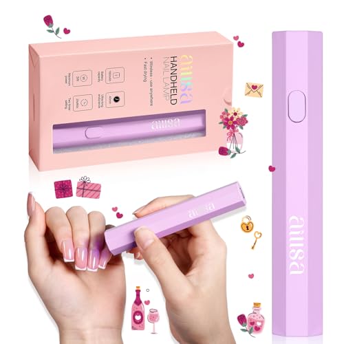 AILLSA Mini UV Light for Nails Handheld LED Nail Lamp Flash Cure Light Small Gel Nail Lamp Portable Fast Drying UV Light Cordless Single Finger Nail Lamp for Gel Nails Valentine's Day Gift (Purple)
