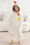 DELEY Unisex One Piece Animal Kids White Chicken Onesie, Animal Pajamas Halloween Cosplay Costume for Women and Mens Parent-Child Sleepwear