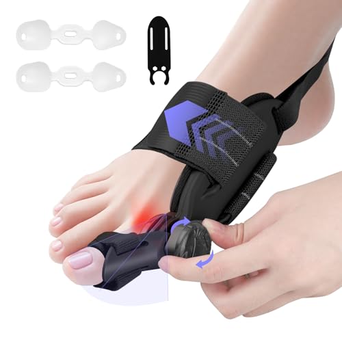 Adjustable Bunion Corrector for Women Men - Bunion Fix for Big Toe Orthopedic Toe Splint Double Correction Separator, Relief for Hallux Valgus, Suitable for Left/Right Feet (1PC, Black)