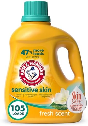 Arm & Hammer Sensitive Skin Plus Fresh Scent, 105 Loads Liquid Laundry Detergent, 105 Fl oz