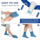 Jellas Sock Aid Kit, Flexible Sock Aid Device with Long Rope - Sock Puller aid Easy on and Off Device for Putting On and Removing Socks or Stockings, Sock Helper for Independence and Comfort (White)