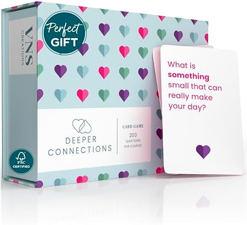 VNS Creations Couples Reconnect - Cards Game for Couples - 200 Fun Relationship Questions - Romantic Games for Adults Couples - Conversation Starters, Intimate Activities - Valentines Day Gifts