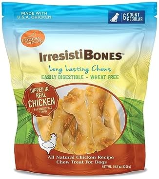 Canine Naturals IrresistiBONES Long Lasting Chicken Chew - Made from USA Raised Chicken – with A Real Meat Coating - All Natural and Easily Digestible - 6 Pack