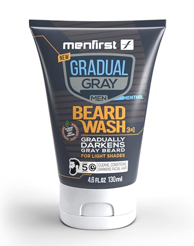 MENFIRST Gradual Grey Reducing Beard Wash for Light Shades - Beard Wash for Light Brown to Blonde Hair - Beard Color Shampoo for Men - 4.60 FL