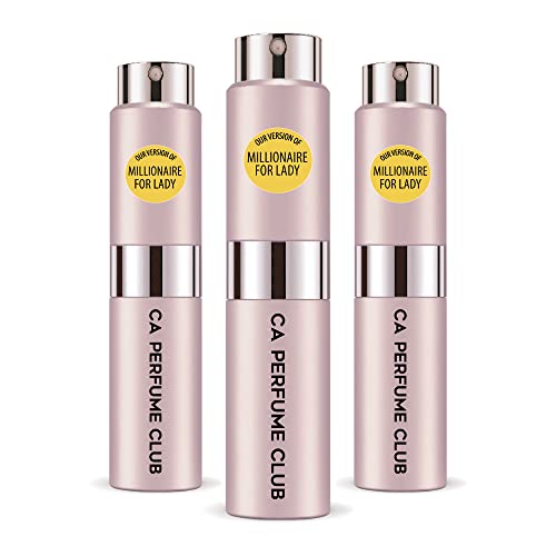 CA Perfume Impression of Paco R. Millionaire For Lady For Women Replica Version Fragrance Dupes Concentrated Long Lasting Eau de Parfum Spray Refillable Atomizer Bottle 0.27 Fl Oz-X3