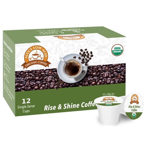 Alex's Low Acid Organic Coffee K-Cups (12 Servings) - Rise & Shine