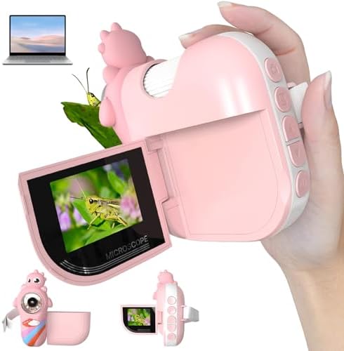 Microscope for Kids, 1000X Handheld Mini Portable Microscope with 8 Adjustable LED Lights, 2-Inch LCD Screen Pocket Microscope Camera for Toddlers-Education Christmas Birthday Gifts Toys for Girls