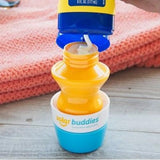 Blue Bag Bundle Solar Buddies Refillable Roll On Sunscreen Suncream Applicator Bag Bundle With Applicator Carabina Clip For Families, Kids, Adults, Travel Set, With A Free Sticker Pack (Blue)