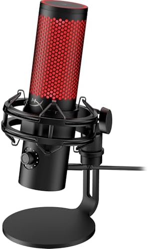 HyperX QuadCast 2 – USB Microphone for Gaming, Streaming and Podcasting, with On-Board Controls, LED Lighting, Removable Shock Mount, PC, Mac, PS5, PS4, USB-C - Black