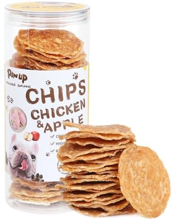 Dog Treats Chicken Apple Chips, Crunchy Health Jerky for Dogs, High Protein Natural Snacks for Small Medium Large Dogs, 8.8 oz