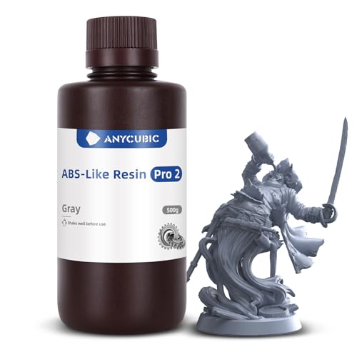 ANYCUBIC 3D Printer Resin, ABS-Like Resin Pro 2 with Enhanced Strength and Toughness, Performance far Superior to ABS-Like Resin, Low Odor, Wide Compatible for All Resin 3D Printers (Grey, 500g)