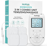 NURSAL 3-in-1 Tens Unit Muscle Stimulator Machine, Dual Channel Electronic Pulse Massager, Tens Ems Machine with 40 Intensities for Gradual Pain Relief Therapy