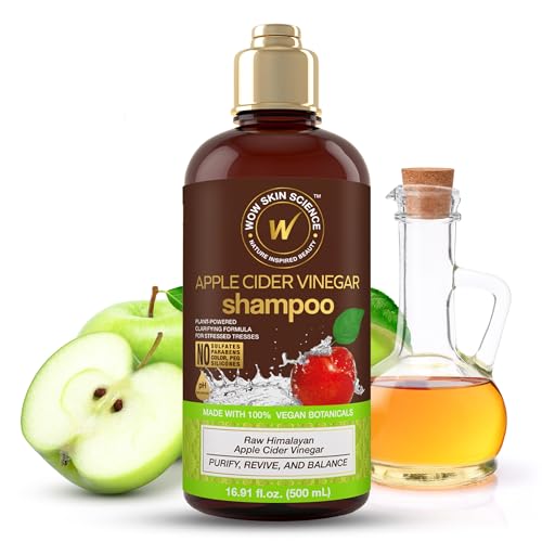 WOW Skin Science Apple Cider Vinegar Shampoo - Hair Growth Shampoo for Thinning Hair, Hair Loss & Dandruff Shampoo - Parabens & Sulfate Free Shampoo - Clarifying Shampoo for Build Up Purifying Shampoo (16.9 Fl Oz (Pack of 1))