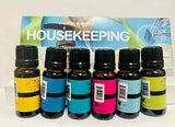 Housekeeping - Gift Set of 6 Premium Fragrance Oils - Clean Cotton, Lemon Blossom, Lemon Grass, Sweet Pea, Ocean Breeze and Mountain Rain - 10ML