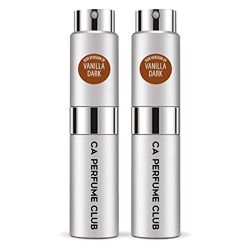 CA Perfume Impression of Emra Vanilla Dark For Women & Men Fragrance Concentrated Long Lasting Eau de Parfum Spray Refillable Glass Atomizer Bottle 0.27 Fl Oz-X2