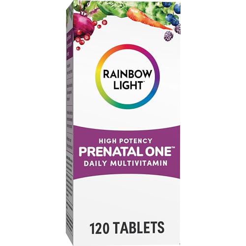 Rainbow Light High-Potency Prenatal One Multivitamin, Prenatal Health Multivitamin Supports Mom's Health and Baby's Development, With Vitamin C, Vegan, 120 Count