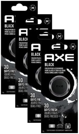 AXE Air Freshener Mini Vent Clip, Odor Eliminator, Air Purifier Provides A Long Lasting Scent (0.7 Fl Oz (Pack of 4), Black)