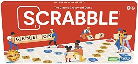 Hasbro Gaming Scrabble Board Game,Word Game for Kids Ages 8 and Up,Fun Family Game for 2-4 Players,The Classic Crossword Game