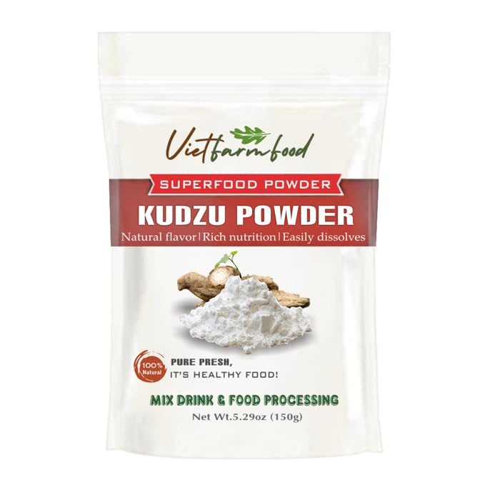 KUDZU ROOT POWDER 5.29 Oz (150g) VIETFARMFOOD: Freeze-Dried Extracted From 100% Pure, Sugar-Free. Used To Mix Mixed Drinks Fresh Fruit Juice, Smoothies, Cocktails, Milk, Seasoning For Cooking