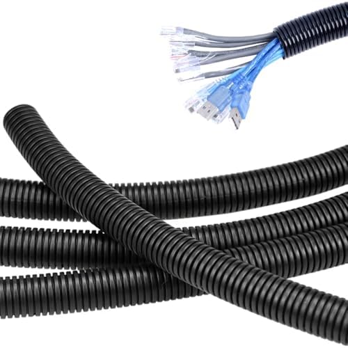 10 FT 1inch Split Wire Loom Tubing Wire Conduit,Flexible Wire Covers Cord Protectors,Cord Protectors from Pets,Black (1"-10ft)