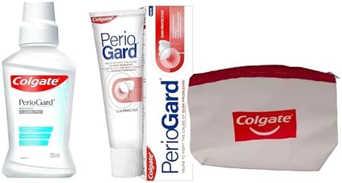 Colgate PerioGard Gum Protection Toothpaste 90g and MouthWash 250ml Helps Fight Plaque Dual Active Formula Helps to Keep Gums Healthy + Travel Bag Free