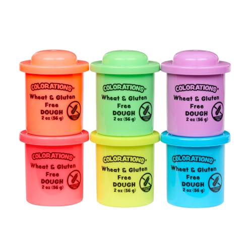 Colorations Wheat & Gluten Free Neon Dough - 6 Colors (2 oz Each) | Non-Toxic, Play Dough, Bulk Set, Sensory Kit, Party Favors, Classroom Pack