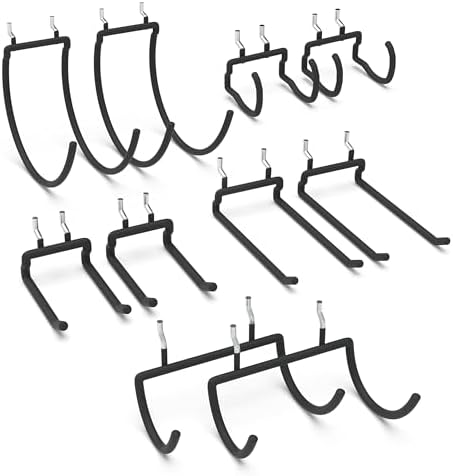 HUHOLE Pegboard Drill Holder, Peg Board Tool Utility Hooks, 10 Pack Heavy Duty Pegboard Tool Holder for Power Tools, Drill, Hammer, Cord, Fit for 1/4" Pegboard