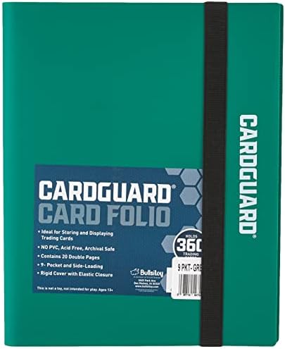 Trading Card Pro-Folio, 9-Pocket Side-Loading Pages, Holds 360 Cards, Dark Green