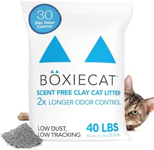 Boxie® Unscented 30 Day Natural Odor Control Cat Litter, 40lb Clumping Clay Kitty Litter