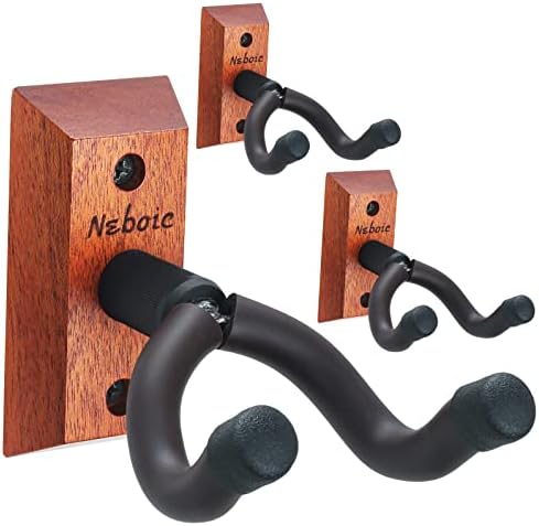 3 Pack Guitar Wall Mount, Wood Guitar Wall Hanger, Guitar Hook, Guitar Accessories for Acoustic Electric Bass Guitar Ukulele Banjo Mandolin