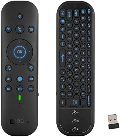Bluetooth Voice Remote with Keyboard, Air Mouse, Backlit, Rechargeable, 2.4G WiFi/BT5.0 Dual Mode, IR Learning - Compatible with Nvidia Shield, PC, Projector, Android TV Box, HTPC(G60S Pro)