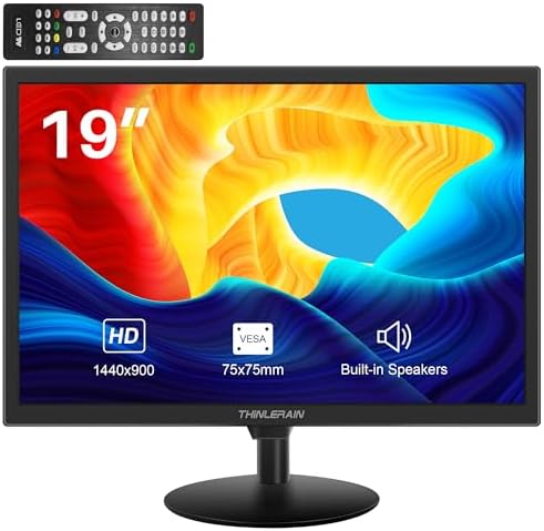 19 inch Computer Monitor 1440x900 PC Monitor with HDMI VGA AV BNC USB Ports, 60Hz, 5Ms, VESA, Display Build-in Speakers for Office Home