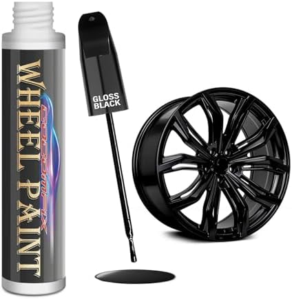 Gloss Black Rim Touch Up Paint, Wheel Scratch Repair Touch Up Paint Pen, Quickly Fix Rim Scratches, Curb Rashes and Surface Damage, Universal Color Black Rim Paint (Gloss Black)