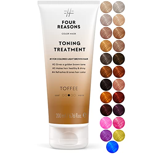 FOUR REASONS Color Mask - Toffee - (27 Colors) Toning Treatment, Color Depositing Conditioner, Tone & Enhance Color-Treated Hair - Semi Permanent Hair Dye, Vegan and Cruelty-Free, 6.76 fl oz