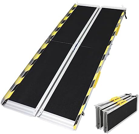 Ruedamann 6FT Wheelchair Ramp, Portable Wheel Chair Ramp for Home Entrance, Non-Slip Aluminum Folding Handicap Ramps for Wheelchairs, Strollers, Scooters, Stairs, Steps, Curbs, Doorways