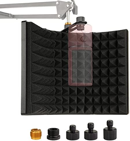Microphone Isolation Shield, Foldable Mic Sound Absorbing Foam for Condenser Microphone Mic Arm Stand Recording Equipment Studio, High Density Absorbent Foam to Filter Vocal by Frgyee