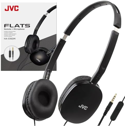 JVC Flats On-Ear Wired Headphones - Flat Foldable Design - 30mm Driver for Powerful Sound - Soft Ear-Pads for Comfort – Steel Headband - Lightweight & Portable - PC/Laptop/Gaming - 3.5mm Slim Plug