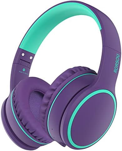 RORSOU B10 Wireless Headphones On-Ear, Lightweight Folding Deep Bass Bluetooth Headset with Mic, 50H Playtime, Volume Control, Bluetooth 5.3 Headphones for iPad/Travel/Tablet/PC (Purple)