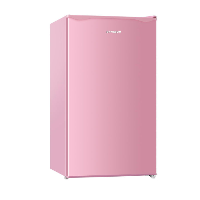 BANGSON Mini Fridge with Freezer, 3.2Cu.Ft, Single Door Small Refrigerator, Energy-efficient, Low Noise, Mini fridge for Bedroom Dorm and Office, Pink